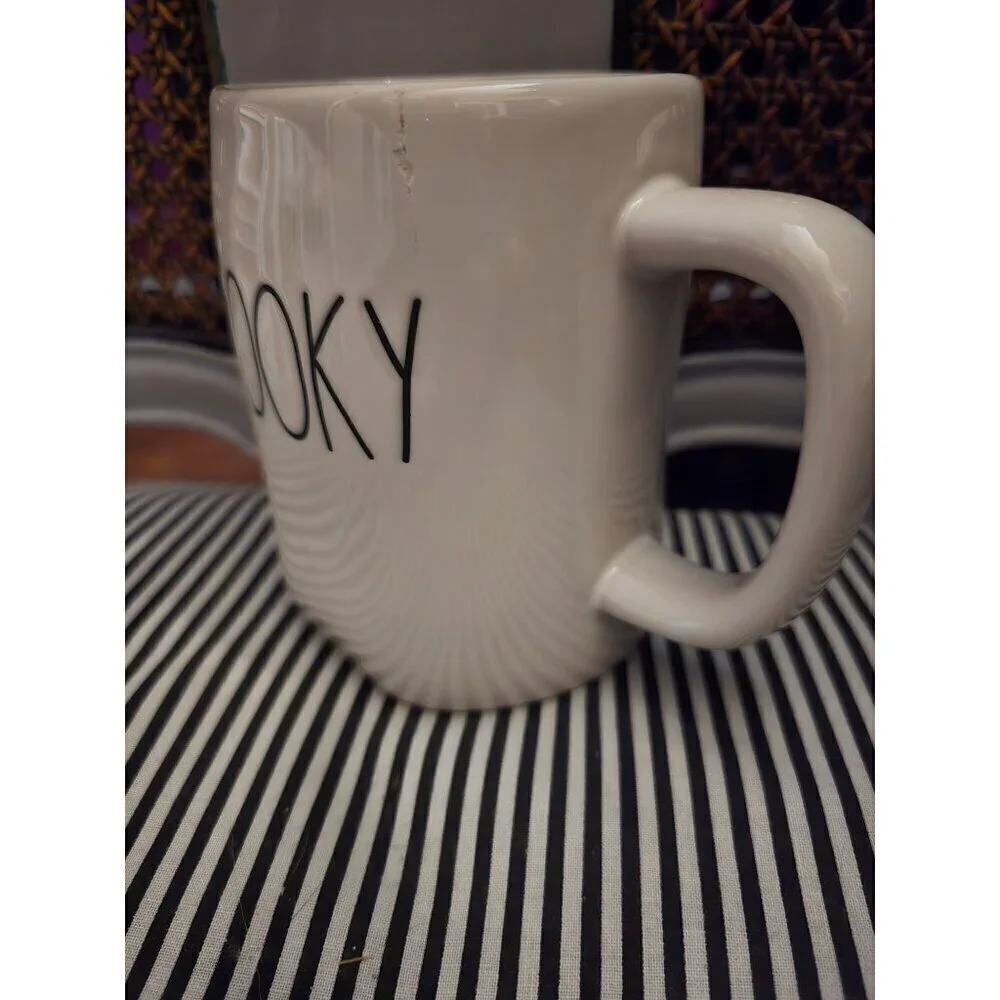 NWT Rae Dunn Halloween Spooky Skeleton Face Mug Double Sided